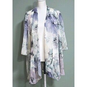 R&M Richards women's open Jacket neutral floral 3/4 sleeve size 10 NWOT